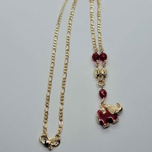 Brand New Brazilian 18k Gold Filled Red Elephant Necklace - Picture 2 of 6